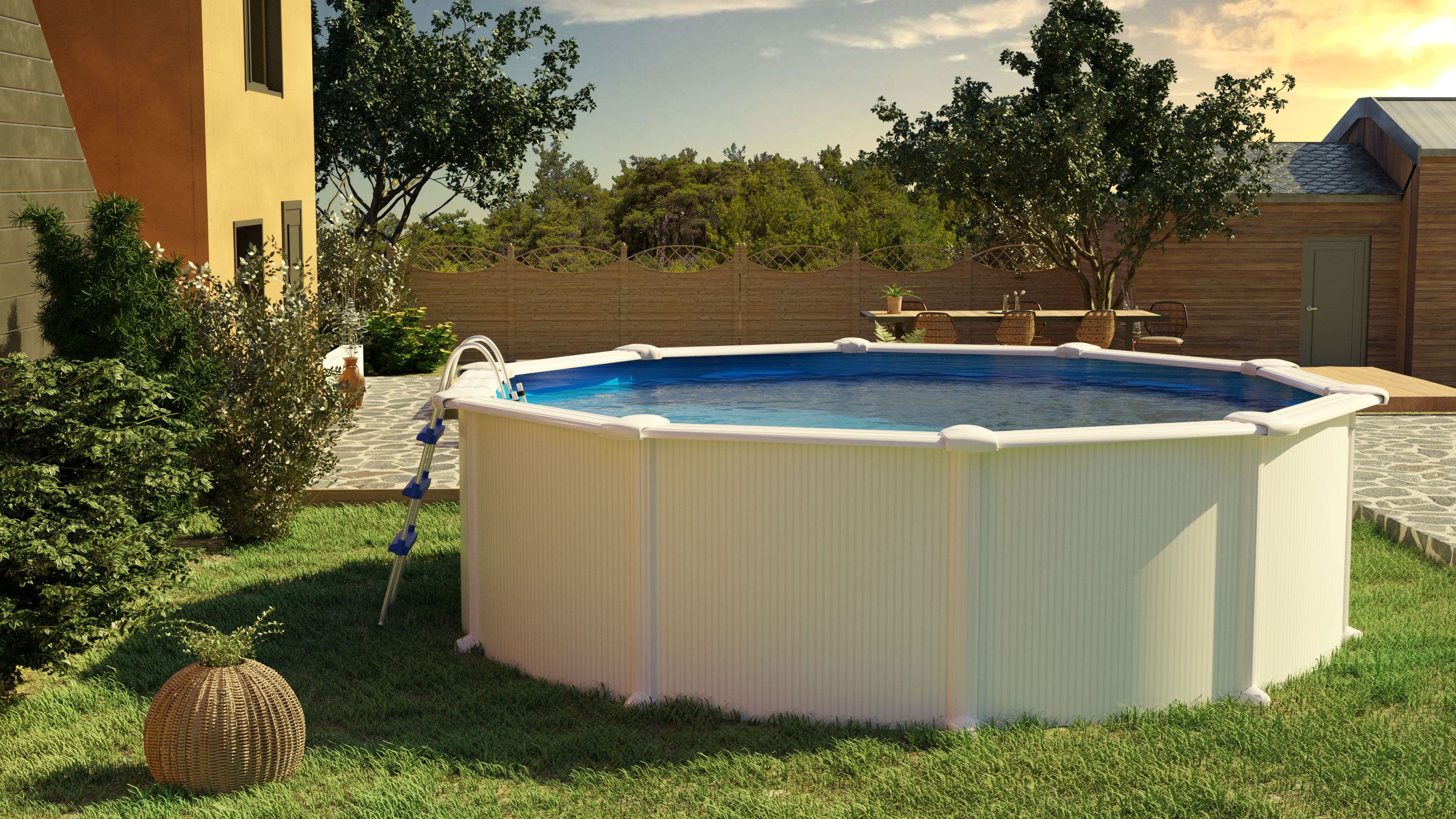 Piscina desmontable elevada en terraza